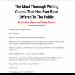 Cardinal Mason and Chase Dimond – Copy MBA + The Freelancing Masterclass Download