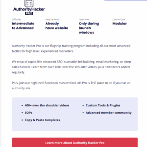 Gael Breton & Mark Webster – Authority Hacker Pro Platinum 2023 (Includes ALL SOPS) + The Authority Site System 3.0 Download