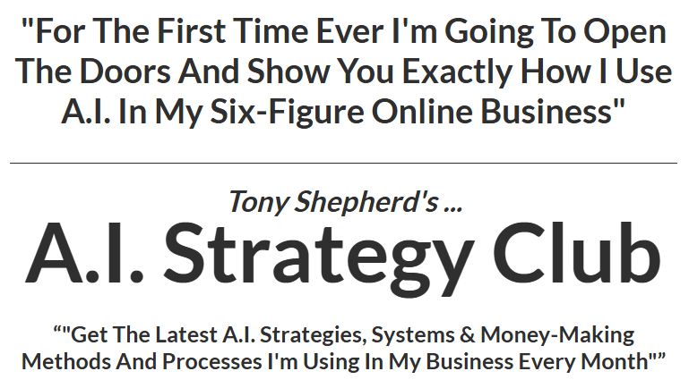 Tony Shepherd – A.I. Strategy Club Download